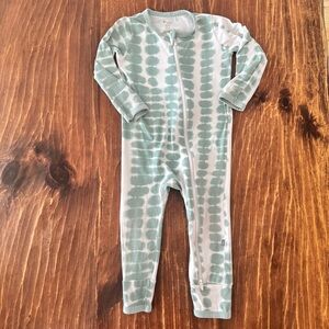 EUC Kyte BABY Sage Riptide Long Sleeve Zip Romper 18-24